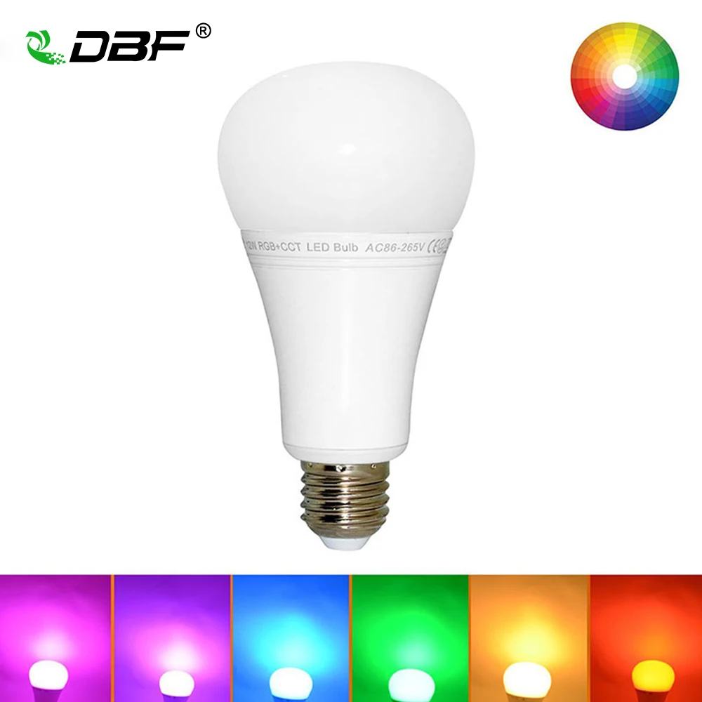 Dbf milight fut105 E27 12 Вт RGB + CCT светодиодные лампы 110 В 220 Беспроводной 2.4 г затемнения 2 в 1
