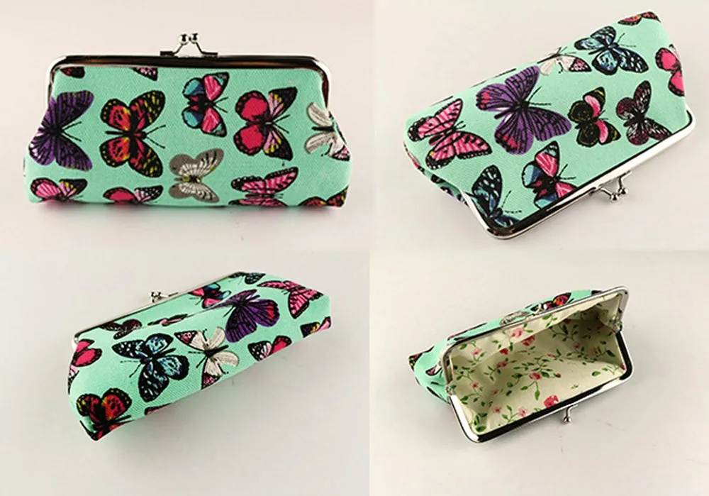 Новый женский кошелек для монет в ретро-стиле с бабочкой и пряжкой мобильного