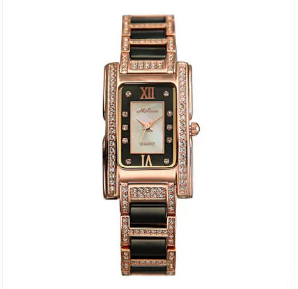 Fashion Vintage Rectangle Watch Elegant MELISSA Cermiac Bracelet Wrist watch Japan Quartz Crystals Relogios Montre Femme F6549