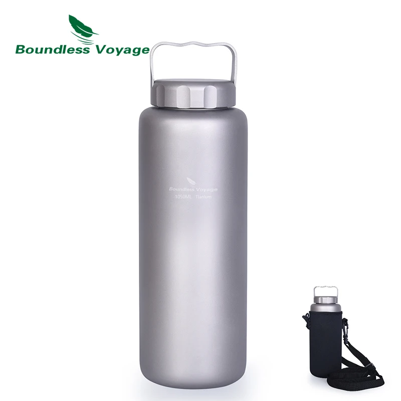Ti1506B-with handle Безграничный Вояж титановая Спортивная бутылка для воды Открытый отдых Велоспорт Чай Кофе широкий рот столовая с ручкой 36 унций/1050 мл - Цвет: Ti1506B-with handle