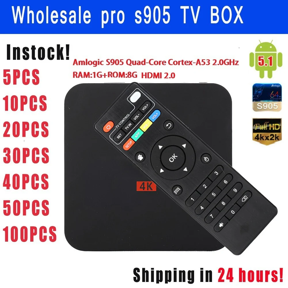 5 шт. HDMI Pro 4 К Коди TV Box ES Android 6.0 Amlogic S905X ТВ коробка 1 ГБ/8 ГБ WI FI 1080 P полностью загружен