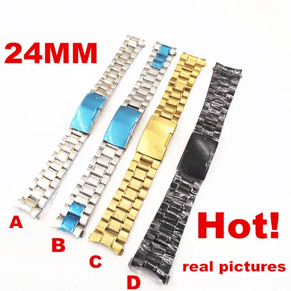 Ремешок из нержавеющей стали для наручных часов изогнутый ремешок 24 мм 4 цвета в