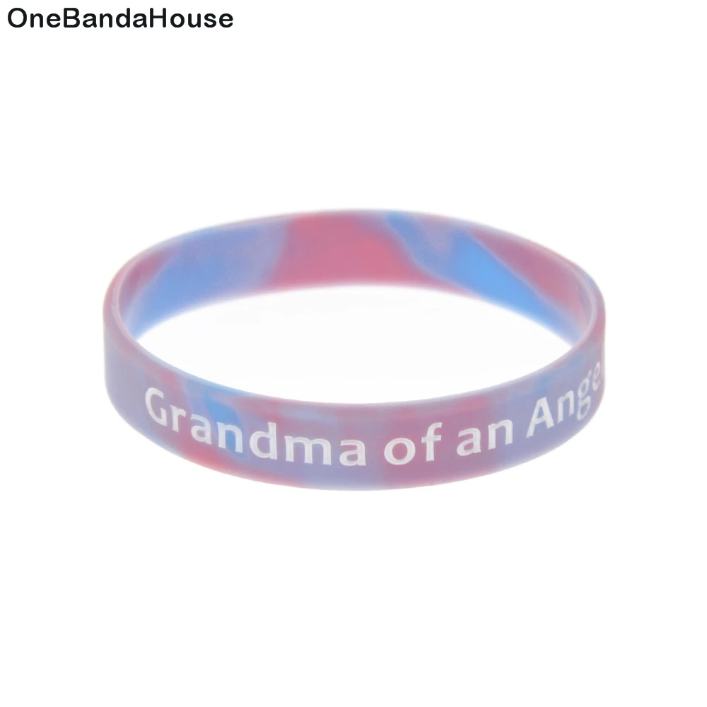 

OBH 50PCS Grandma of An Angel Silicone Rubber Bracelet Swirl Color Adult Size