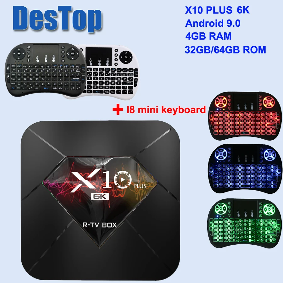 Приставка Смарт ТВ X10 Plus Android 2019 Wi Fi 9 0 ГГц 4 + 32/64 ГБ|ТВ-приставки и медиаплееры| |