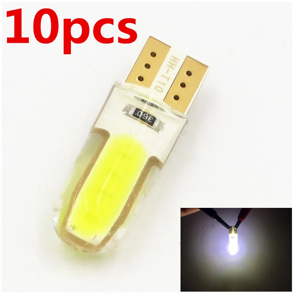 10 шт. T10 W5W светодиодный автомобильный интерьерный свет COB 12V 194 боковой сигнал