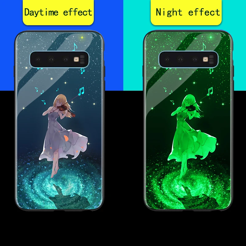 Чехол в виде светящегося стекла для samsung Galaxy S8, S9, S10, A7, A8 Plus, роскошная светящаяся задняя крышка, чехол для samsung Note 8, 9 - Цвет: serenade