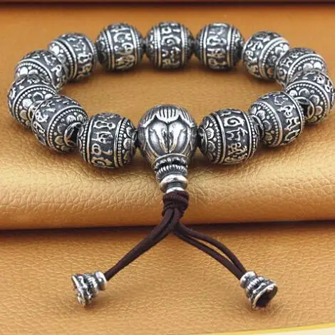 

Handmade 100% 925 Silver The Chinese 12 Animals Beads Bracelet Pure Silver Good Luck Symbols Wrist Mala Bracelet