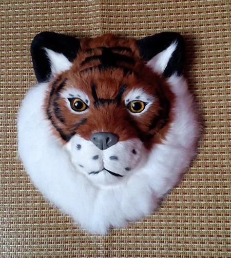 Имитация головы симпатичного тигра 24x24 см модель из полиэтилена и пуха Тигр модель реквизит для украшения дома модель подарок d345