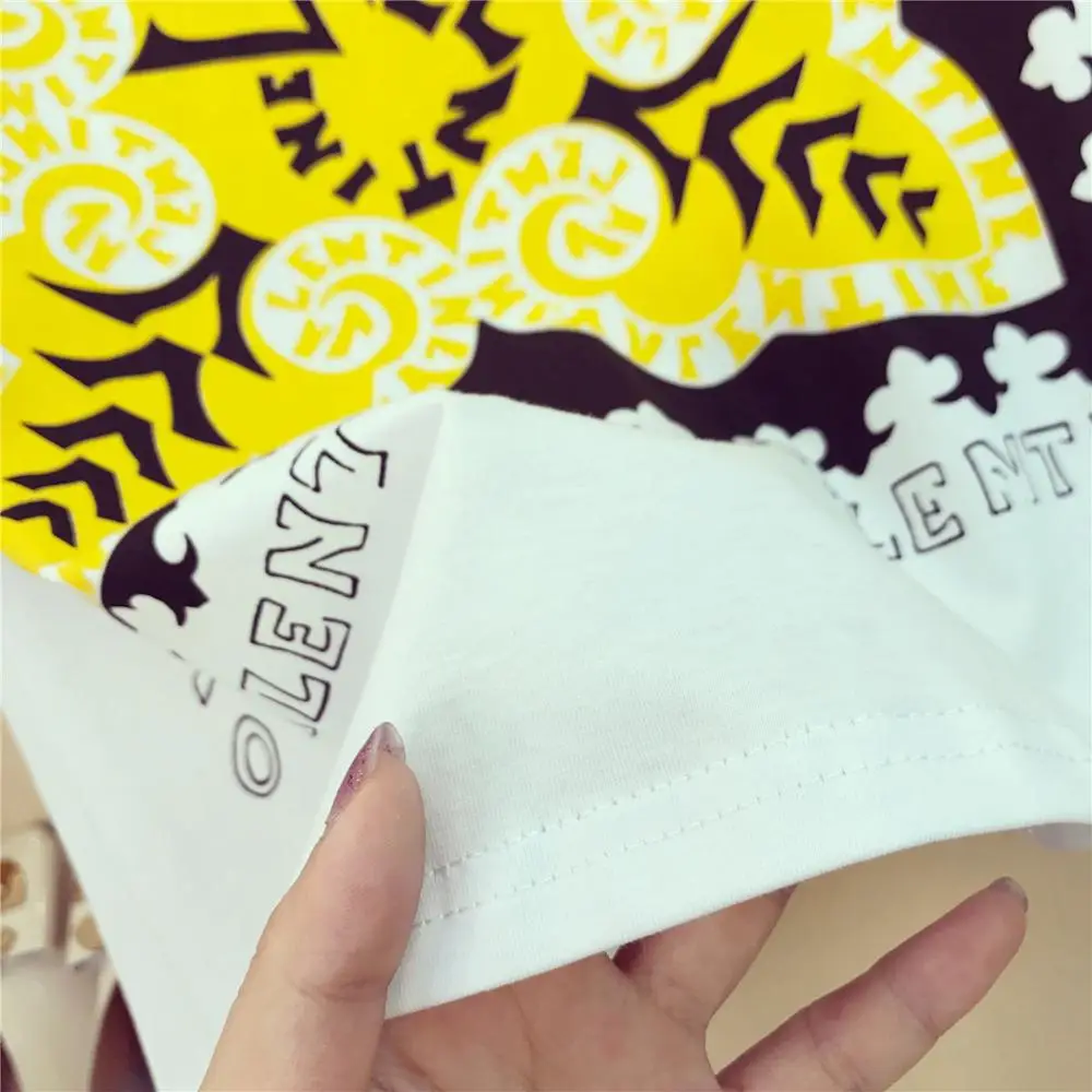 2019 летняя модная женская футболка с короткими рукавами и круглым вырезом + юбка