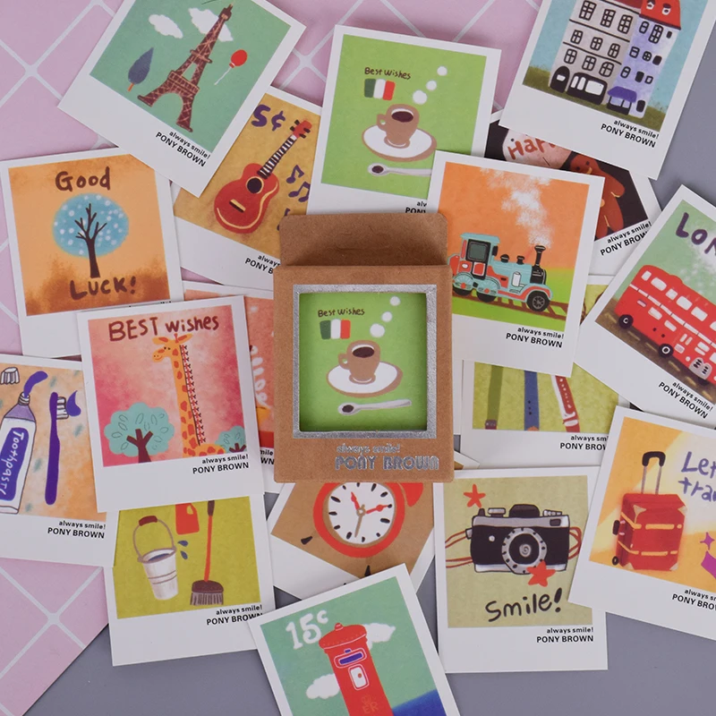 40 pcs/lot Vintage locomotive cartoon animals mini message cards thank you card festival greeting postcard kids gift | Дом и сад