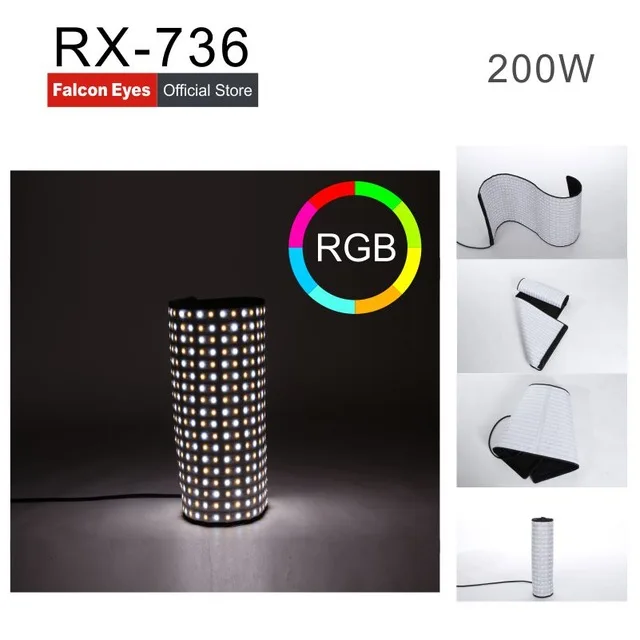 Falcon Eyes 200 Вт RX 736 RGB 2000K ~ 9999K Цветовая температура портативная Светодиодная лампа