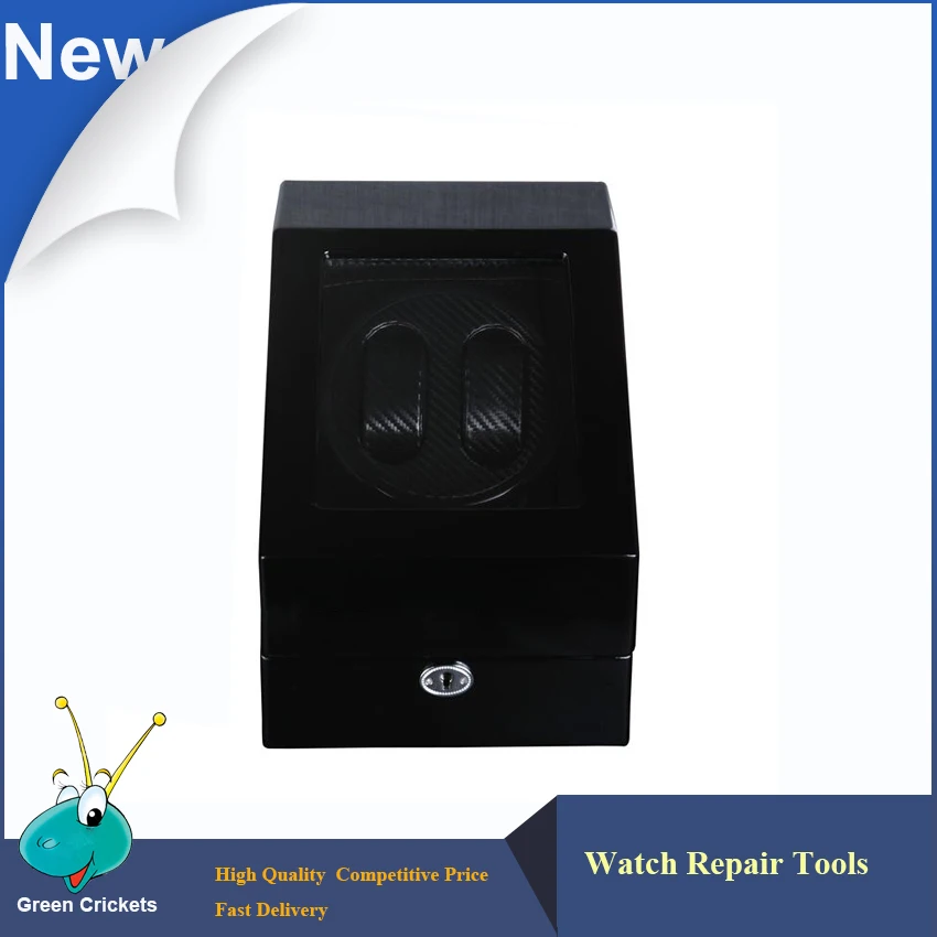 

2+3 Black Glossy Suface Carbon fiber Inside Automatic Watch Winder, Multi-function 5 Modes Wooden automatic Watch Winder
