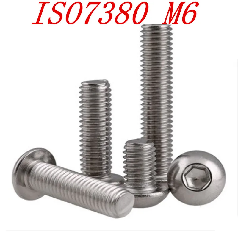 10 шт. ISO7380 Кнопка головки винт M6 * 8/10/12/16/20/25/30/35/40/45/50 304 нержавеющая сталь