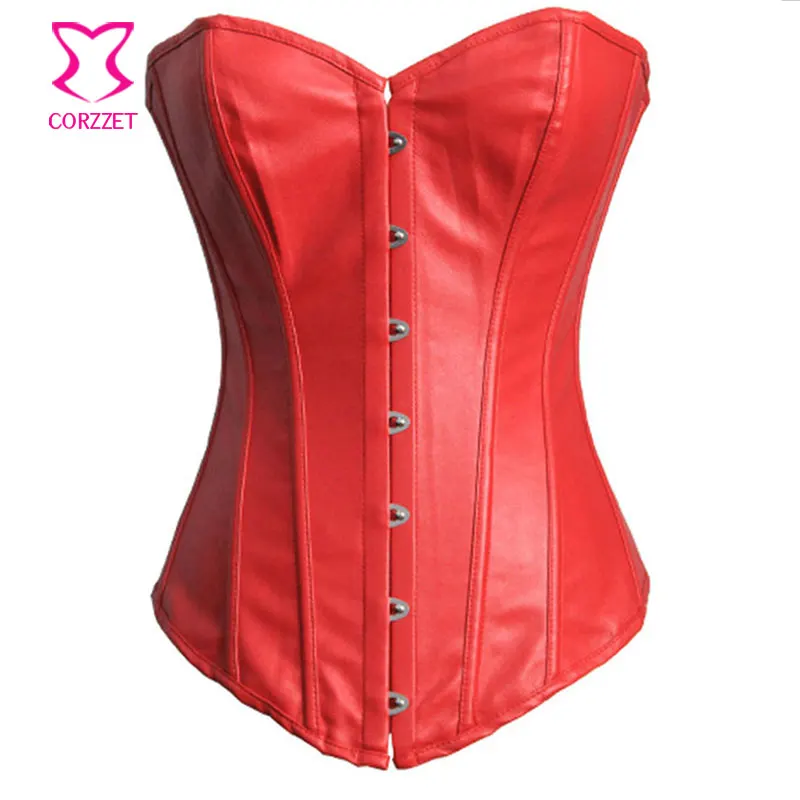 2340A Faux Leather Steampunk Corset Cuero Overbust Sexy Bustier Top Burlesque Corsets and Bustiers Corses Para Mujer Espartilhos | Женская