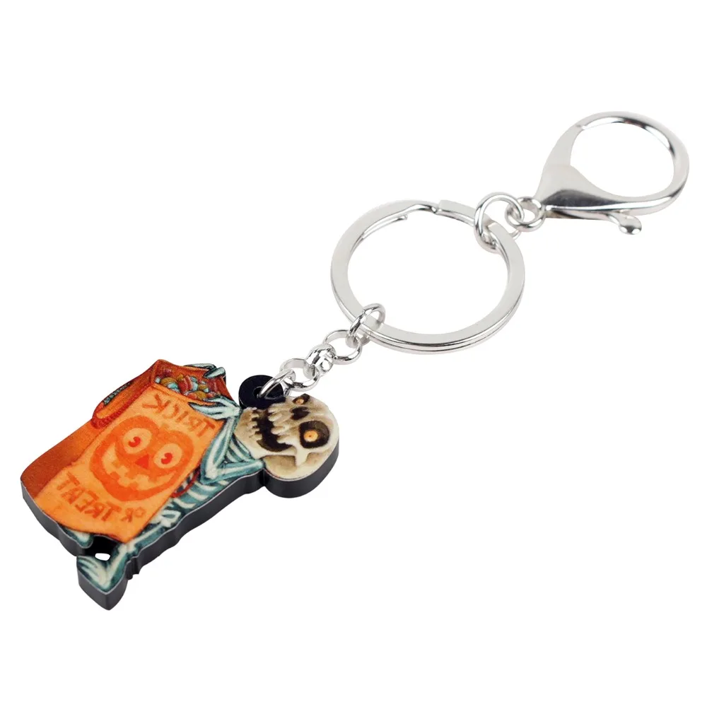 Bonsny Acrylic Halloween Novelty Troublemaker Skull Key Chains Keychain Rings Cartoon Jewelry For Women Girl Teen Handbag Charms | Украшения