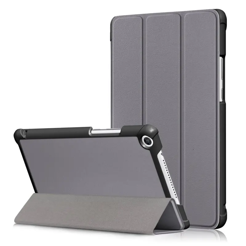 Серый Премиум окрашенный складной кожаный чехол-подставка для huawei MediaPad M5 Lite 8 8,0 JDN2-W09 JDN2-AL00 JDN2-L09 чехол - Цвет: Серый