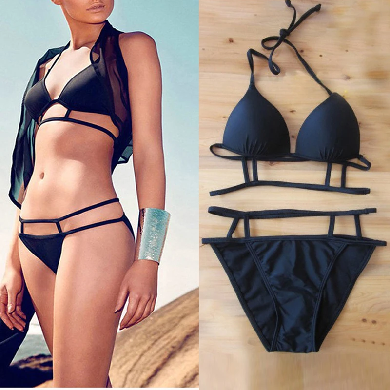 Fashion Design High-grade Fabrics Women Bikini Set Let A Person Crazy Beach Wear Hot Sale Low Waist Black Bind WCSW3051 |