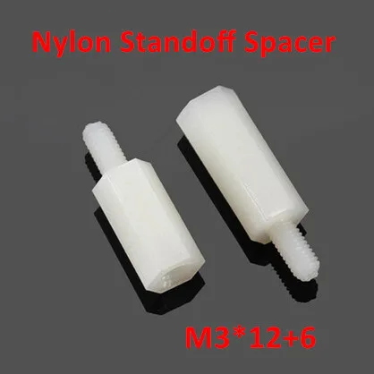 

500pcs/lot M3*12+6 Nylon Standoff Spacer M-F thread Screw