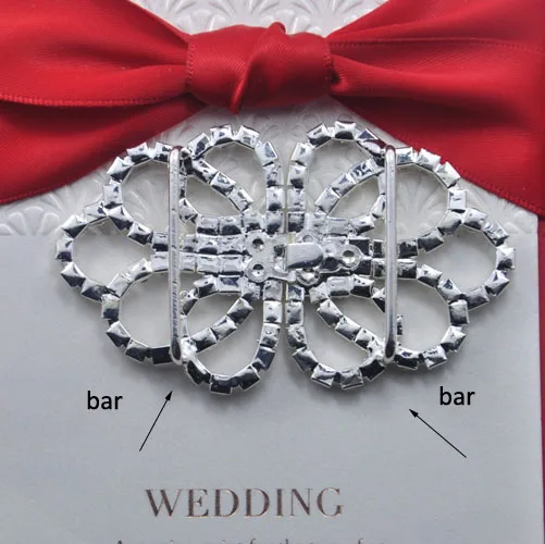 

(S0393-bar)10pcs/lot 72mmX42mm Rhinestone Frog,Rhinestone Pair Buckle For Silk Invitations in Silver Plated,with bar at back