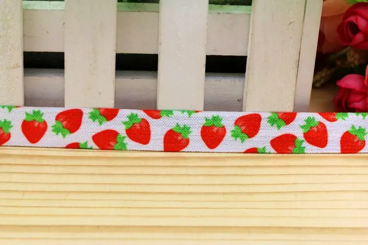 5/8'' Free shipping Fold Elastic FOE strawbery printed headband headwear hairband diy decoration wholesale OEM P5713 | Дом и сад