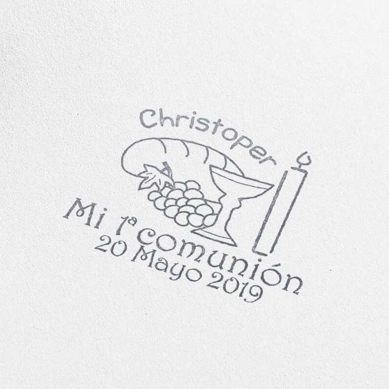 Штамп испанский по индивидуальному заказу для первого причастия христианский
