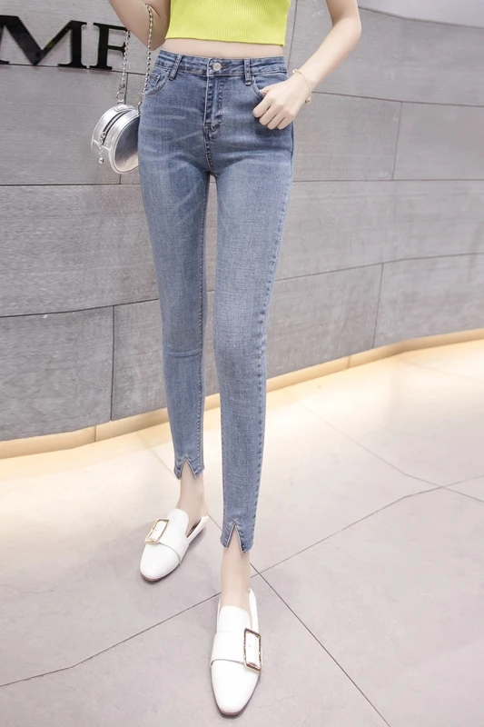 2018 новый тонкий стрейч джинсы скинни с завышенной талией женские нуля Урожай