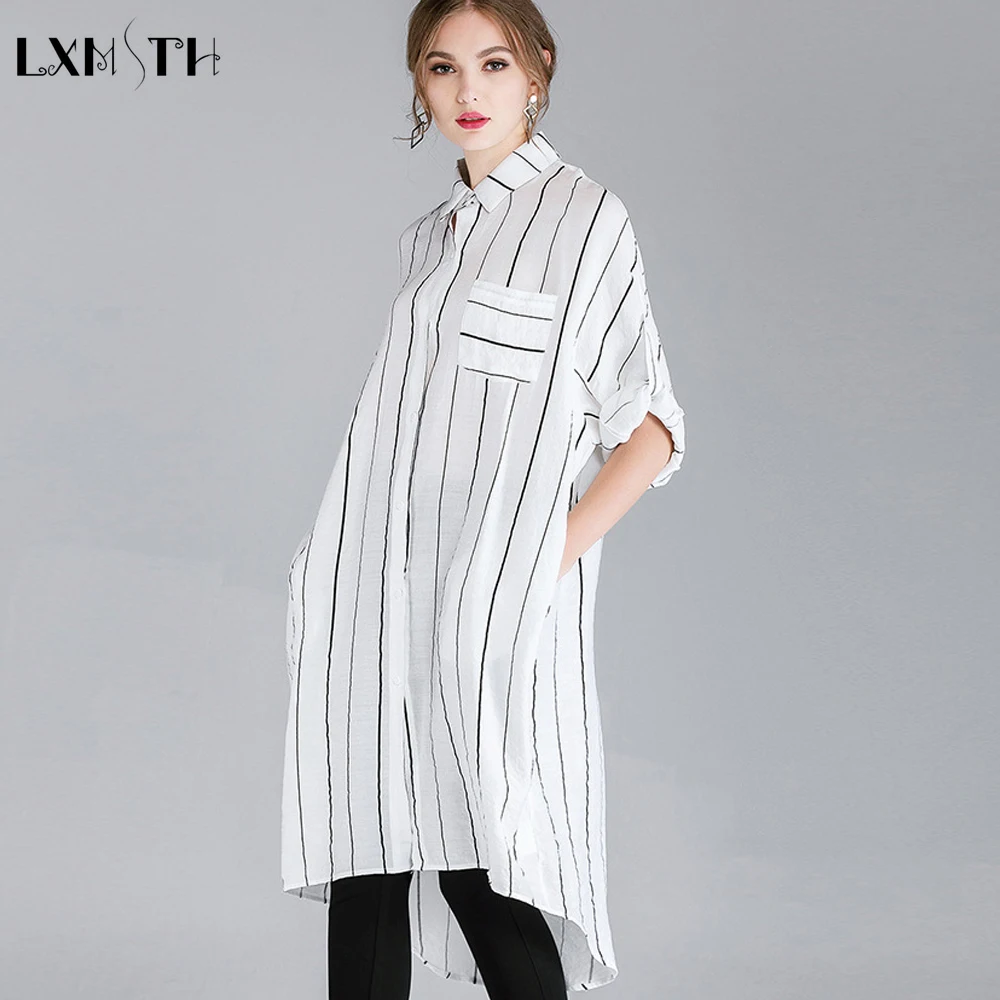 Женское асимметричное платье LXMSTH свободное платье-рубашка большого размера в