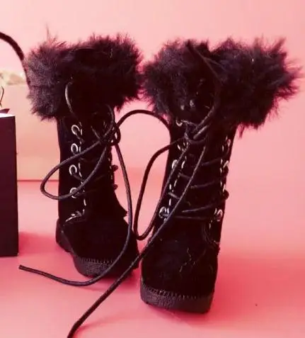 black 1 пара Мода 1/6 кукла зимние сапоги для Blyth кукла обувь для Барби, Pullip, Licca, кукла azone аксессуары - Цвет: black