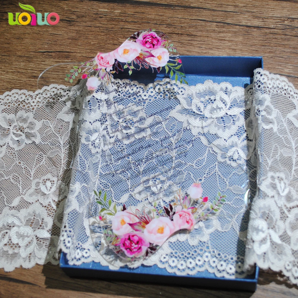

10pcs Print Flower Wedding Invitations Cards Clear Acrylic Crafts