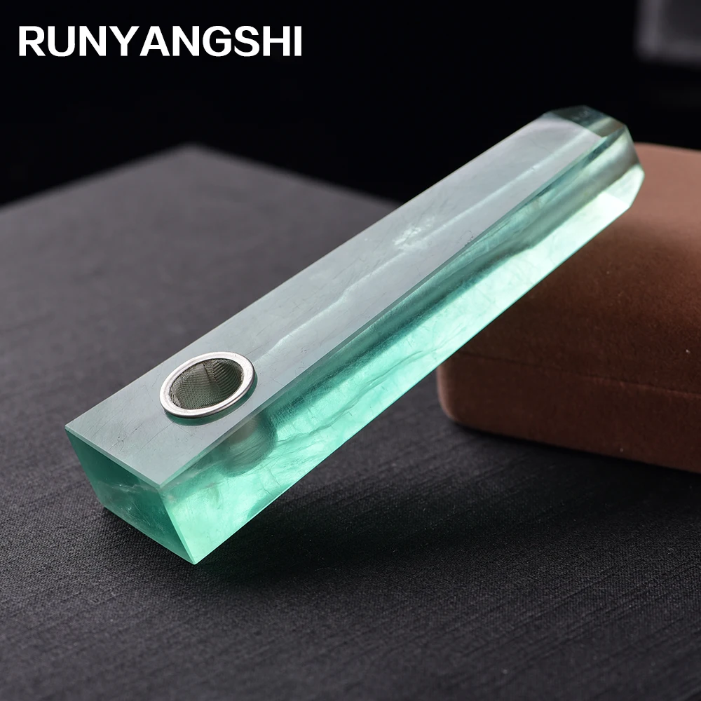 Runyangshi редкий натуральный зеленый флюоритовый кварц кристальная палочка трубка с