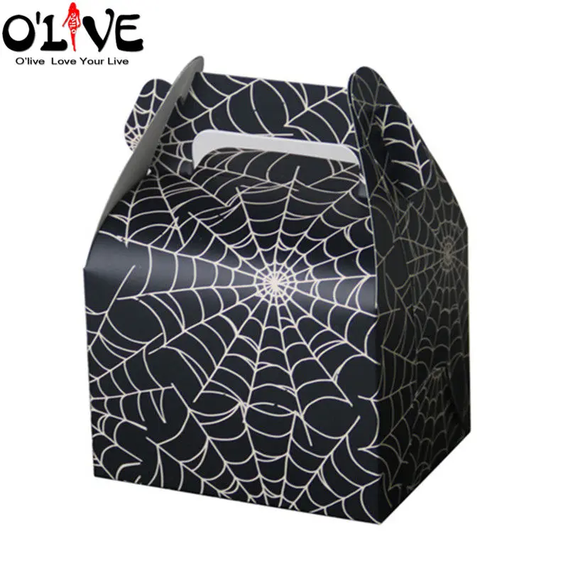 Candy Black Cobweb Party Favors Bonbonniere Handle Paper Box Wedding Chocolate Sugar Dragees Package