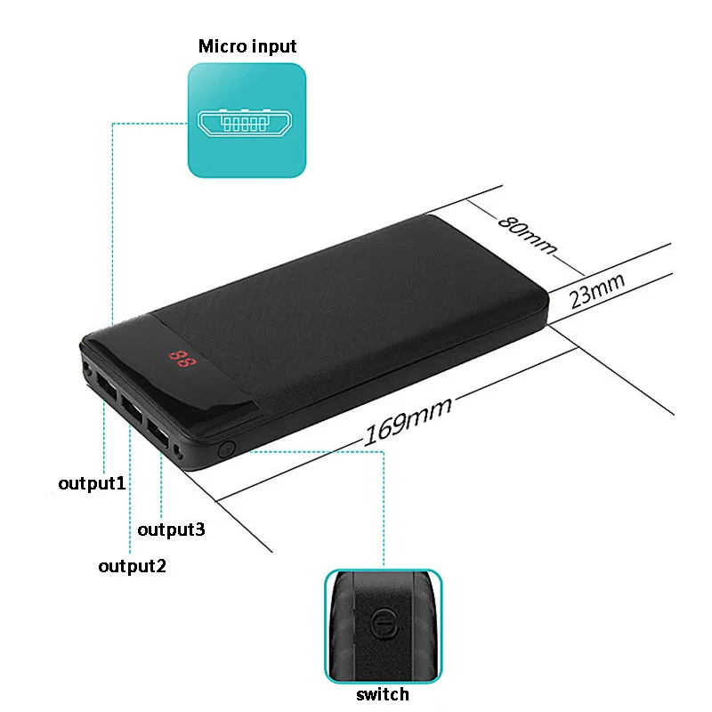 Новый 20000 mAh 3 USB внешний аккумулятор портативное зарядное устройство Bateria Externa
