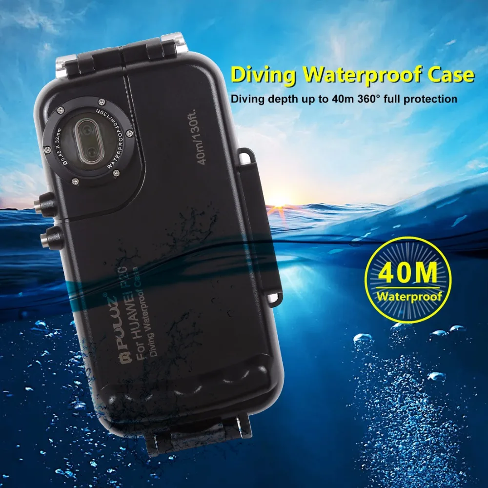 PULUZ 40 м/130 футов Водонепроницаемый чехол для iPhone 7 8 7P 8P XR XS MAX huawei P20 P20 Pro Galaxy S9 s9+ чехол для подводного плавания