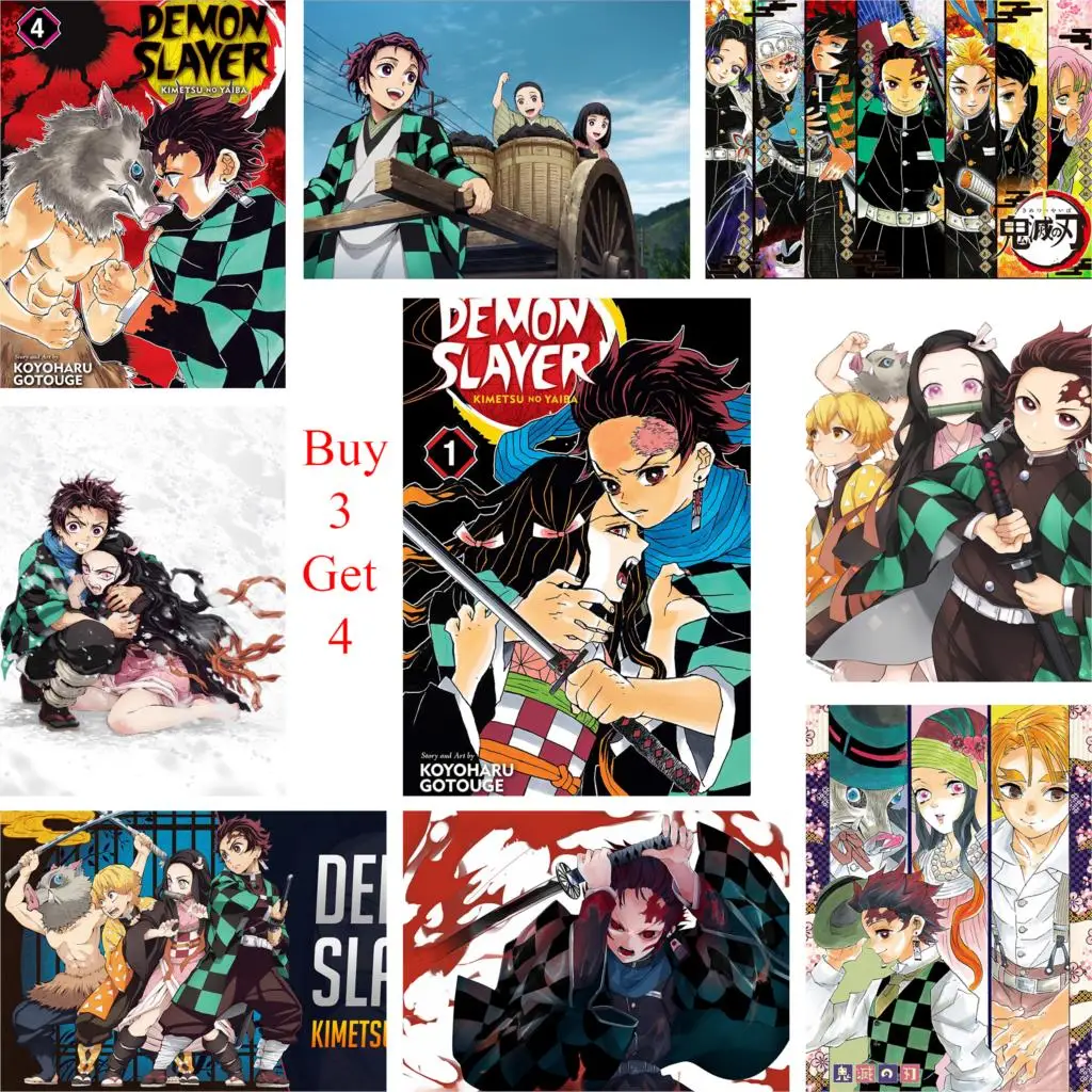 Постеры с героями мультфильмов Kimetsu no Yaiba четкое изображение украшение для