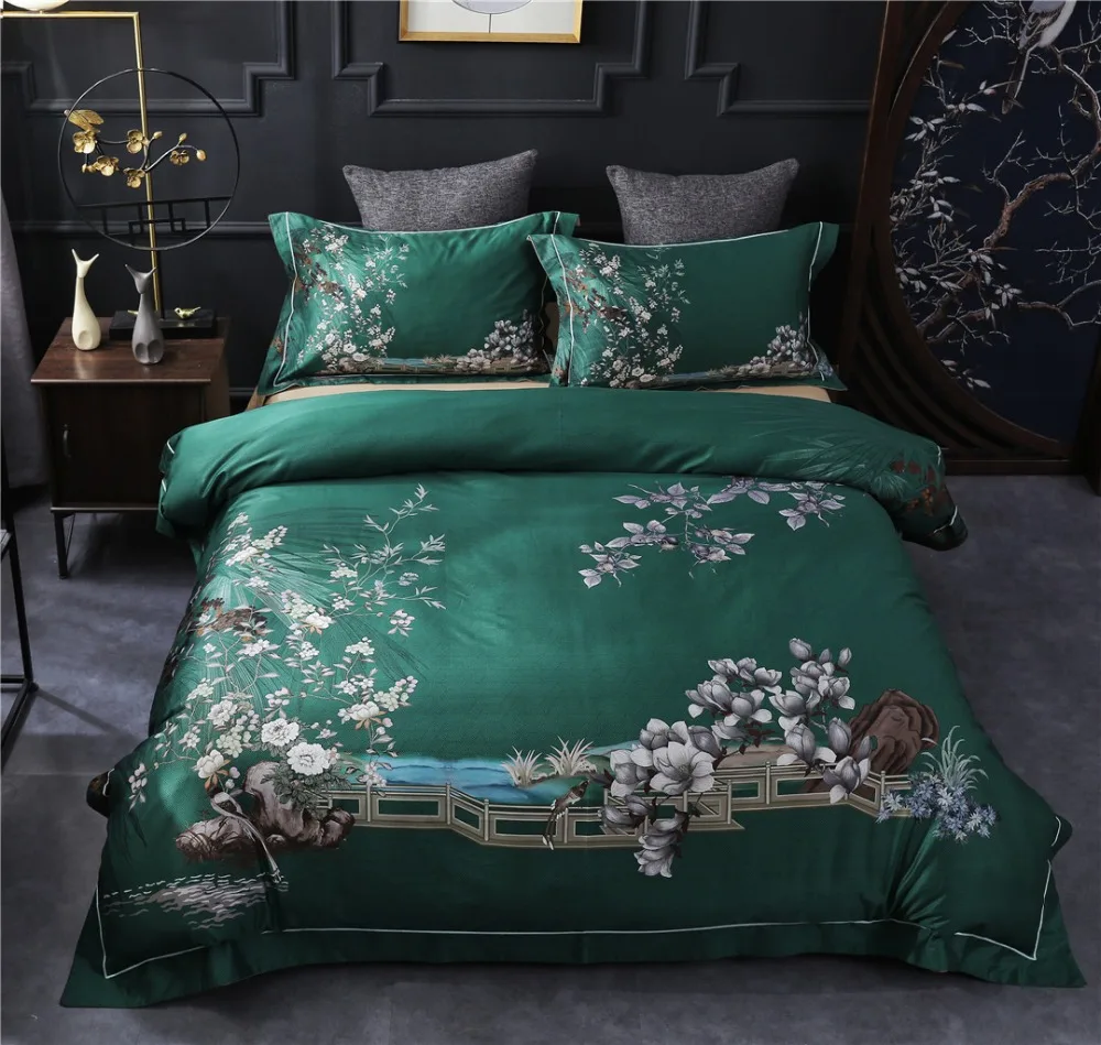 4 шт. набор постельного белья из египетского хлопка с цифровым принтом|Комплекты