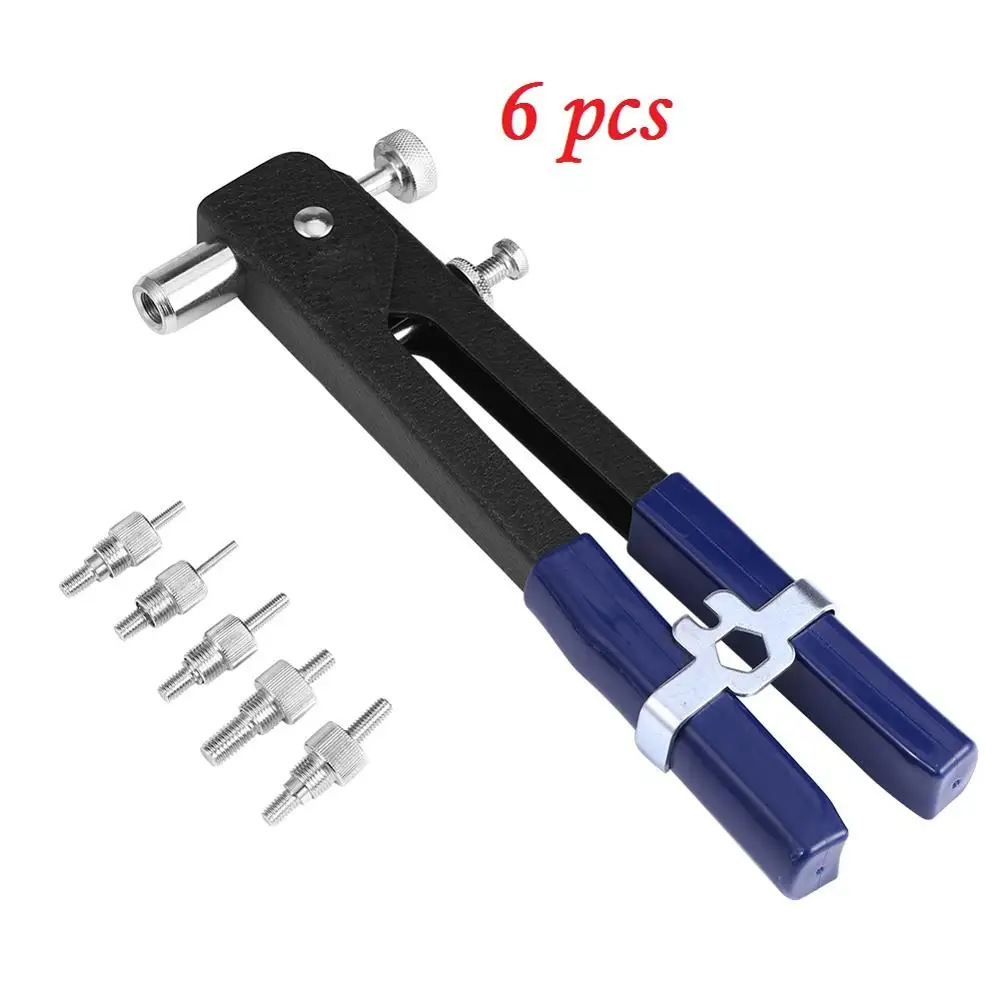 6pcs 86 шт./компл. вытяжная заклепка пистолет Heavy Duty гайка Резьбовая вставка ручной клепальный набор M3-M8 заклепочные гайки гвоздя ружье бытовые инструменты для ремонта - Цвет: 6pcs
