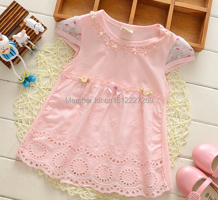 Free shipping Summer Kids Clothing New Style Girls Dress Hollow flouncing Baby T-Shirt 4 colors | Детская одежда и обувь