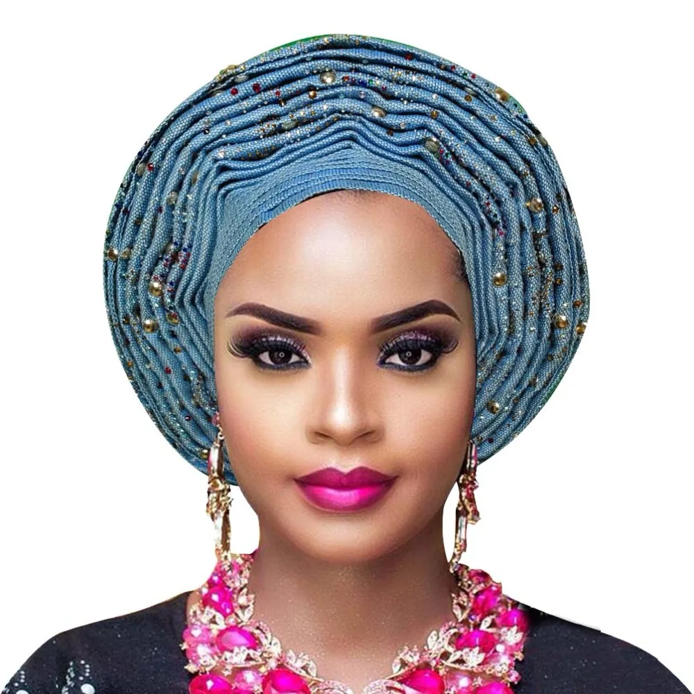 Бесплатная доставка aso oke для ebi Африканский головной убор с бисером|Африканская