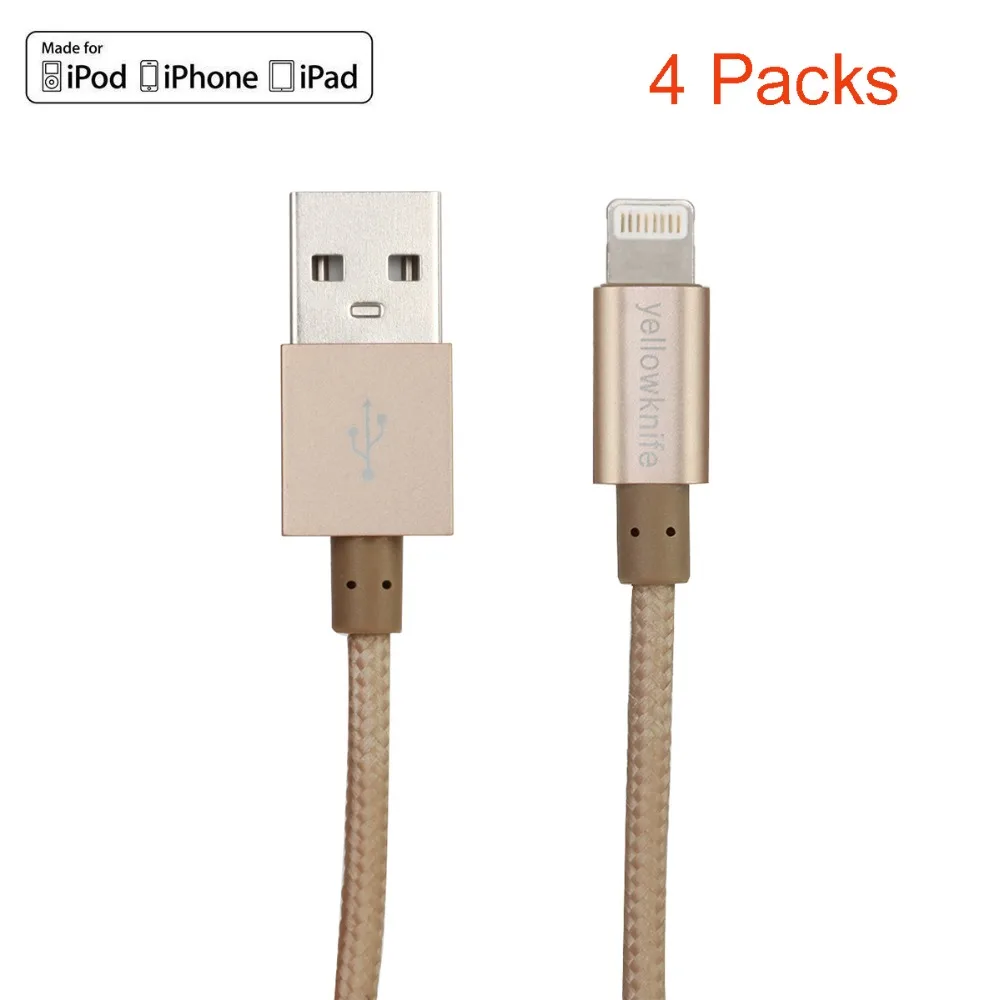 4 Пачек MFi Сертифицированный Алюминиевый Connector1M 8pin данных USB зарядный Кабель Для