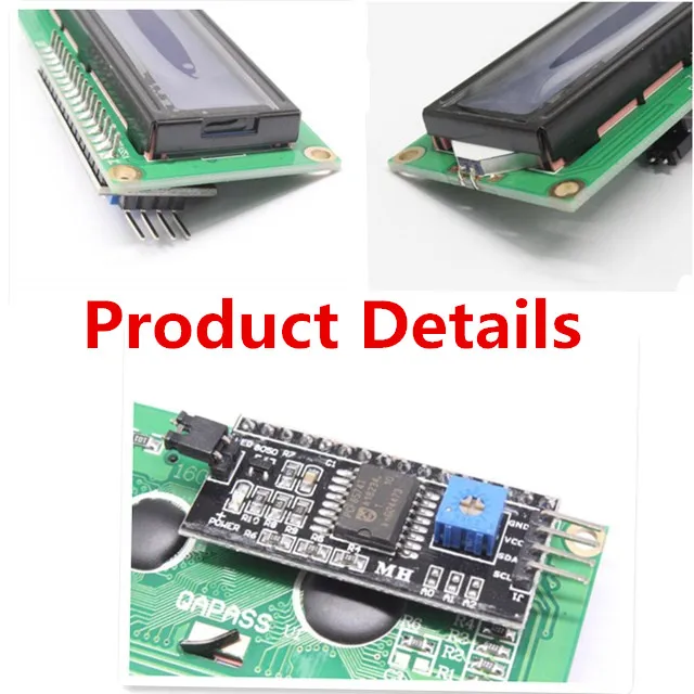 Плата адаптера для ЖК дисплея 1602 + I2C LCD Модуль синий/зеленый экран PCF8574 IIC/I2C