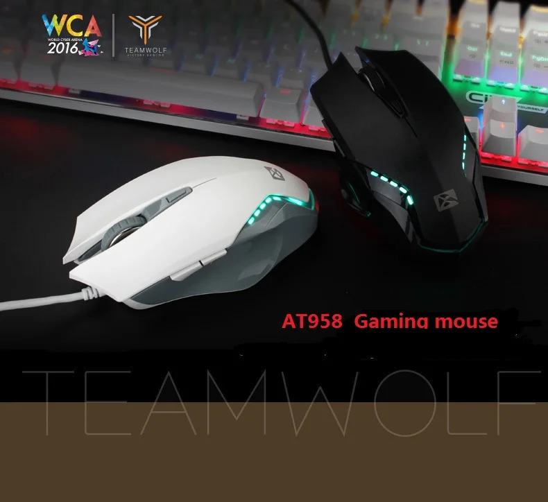 Оригинальная Проводная игровая мышь TEAMWOLF AT958 USB оптическая дышащая со