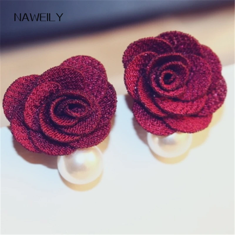 NAWEILY модные серьги с искусственным жемчугом камелиями Bijoux повседневные