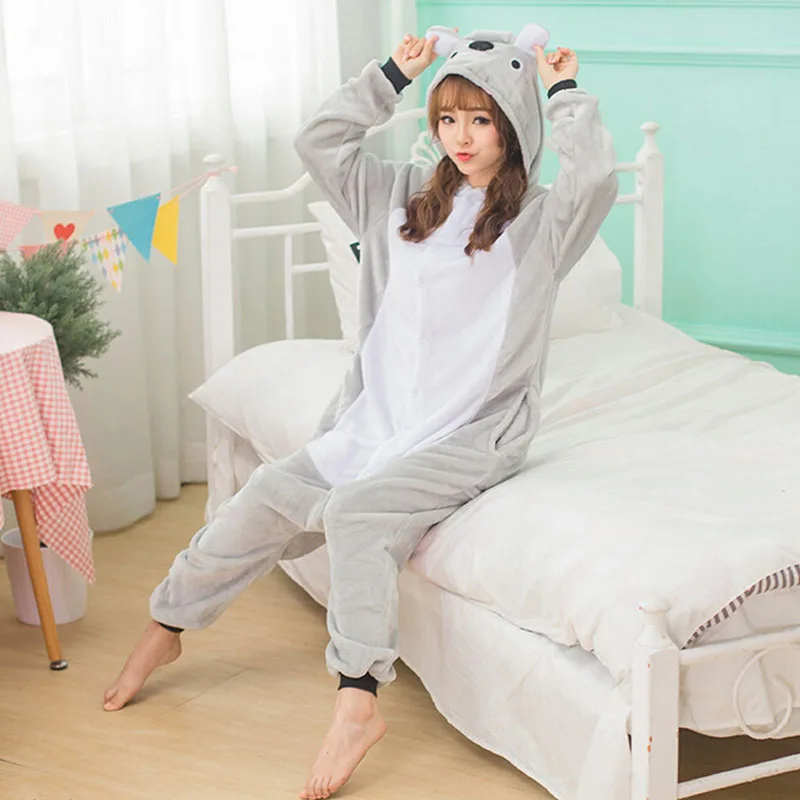 Красивая коала Kigurumi пижамы в виде животных для взрослых женщин фланелевый костюм