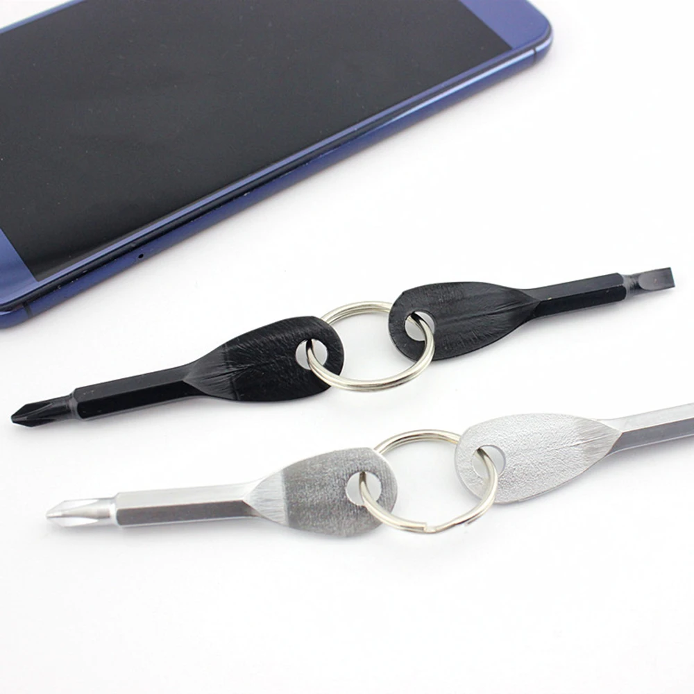 Новинка 2 шт. серебристо-Черный Идеальный Мультитул кольцо для ключей отвертка