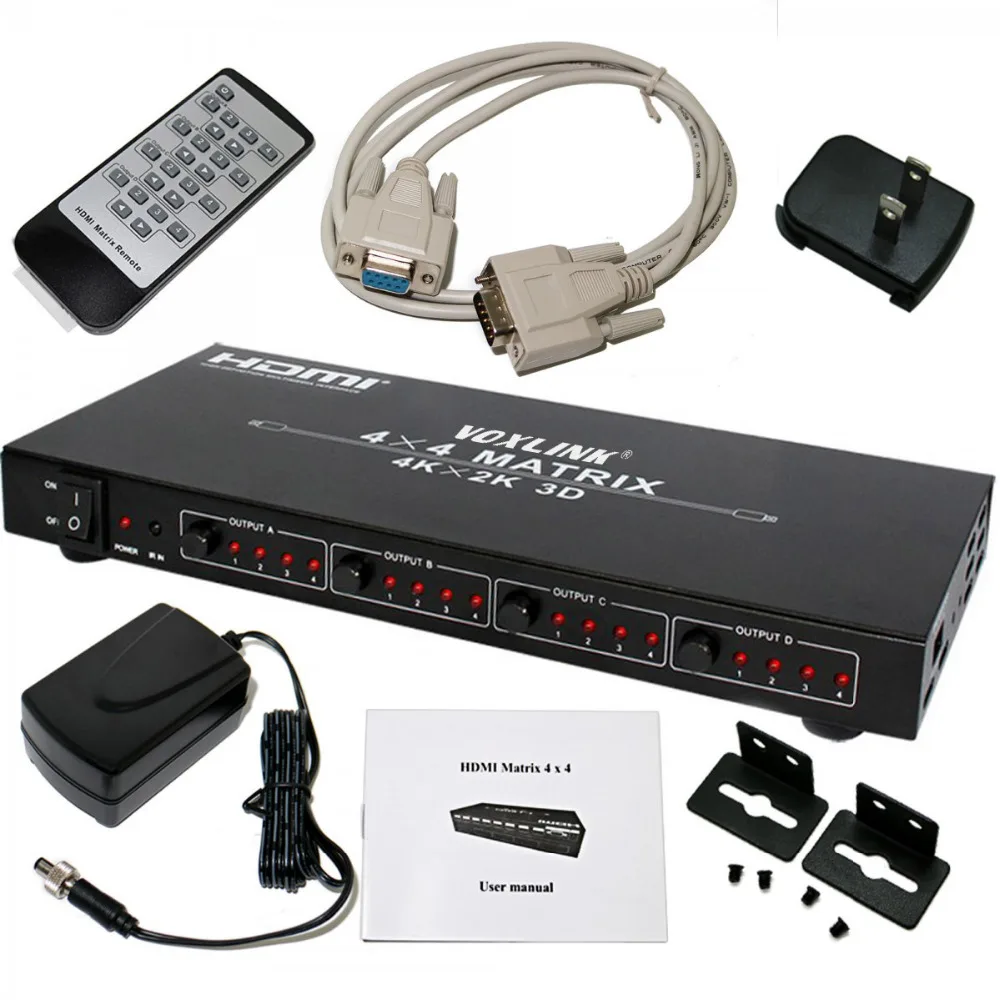 Качество 4x4 HDMI1.4 матричный коммутатор 4 в из HDMI Splitter Full HD 1080 P К x 2 3D HDTV видео аудио