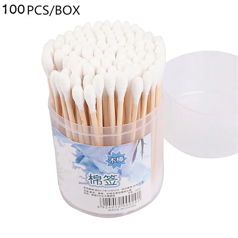 100 шт. двойной головкой для женщин красота макияж ватные тампоны палочки макияжа