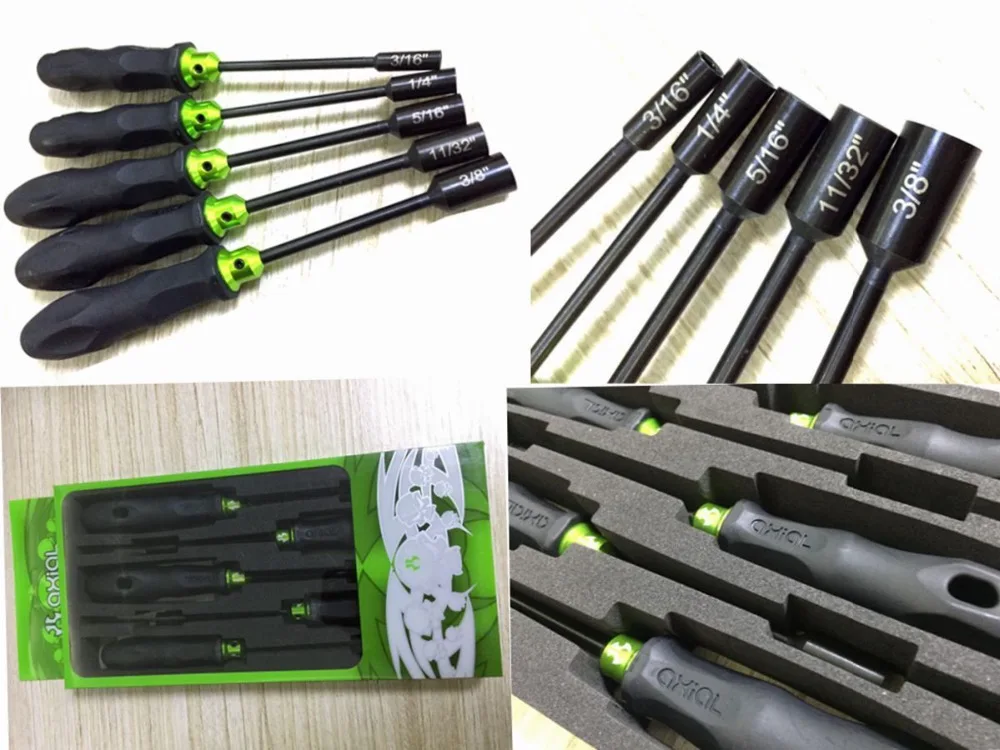 Осевые драйверы гнезда R/C inch'Hex Tools AX20024 3/16 1/4 5/16 11/31 3/8 kit box|Детали и аксессуары| |