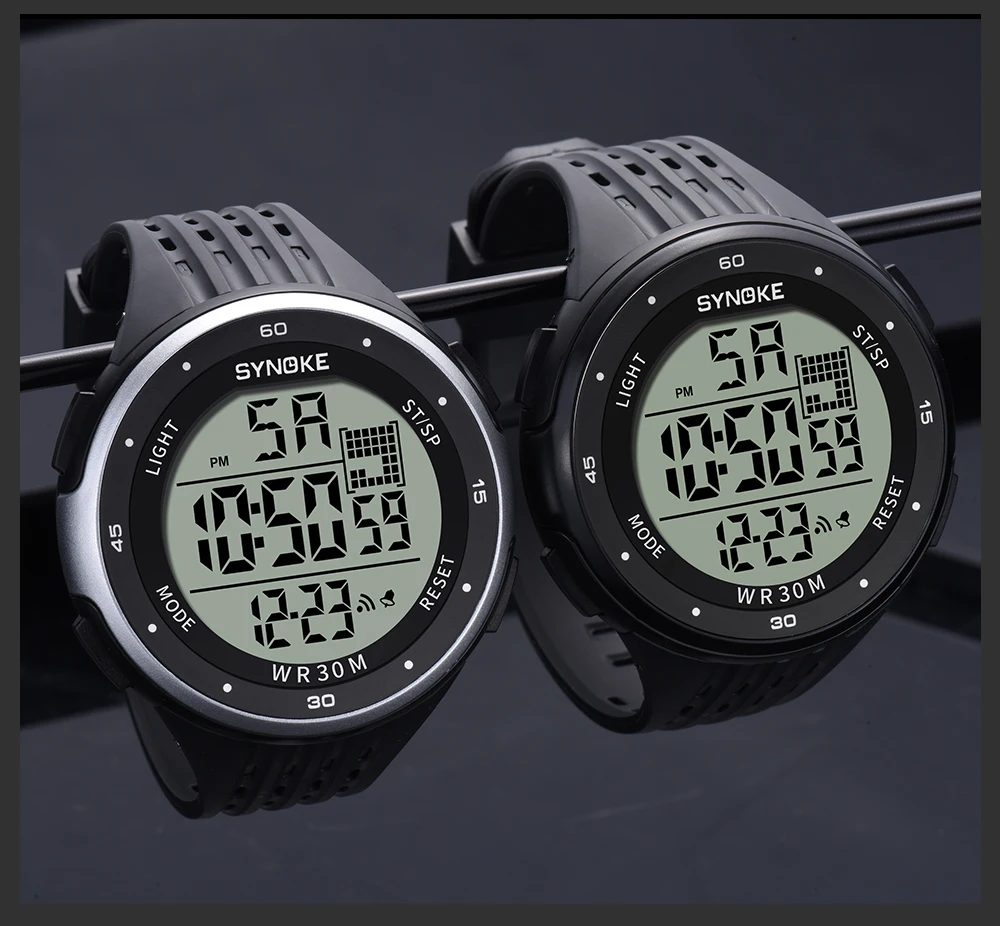 SYNOKE Men Digital Watch Sports Brand Waterproof Luminous Wristwatches Shockproof Large Dial Electronic Male Wrist Clock Men