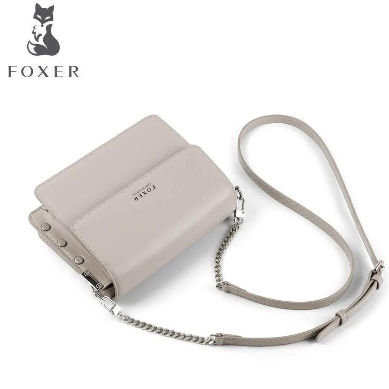 FOXER 2019 новая ретро сумка на одно плечо кожаная женская модная маленькая