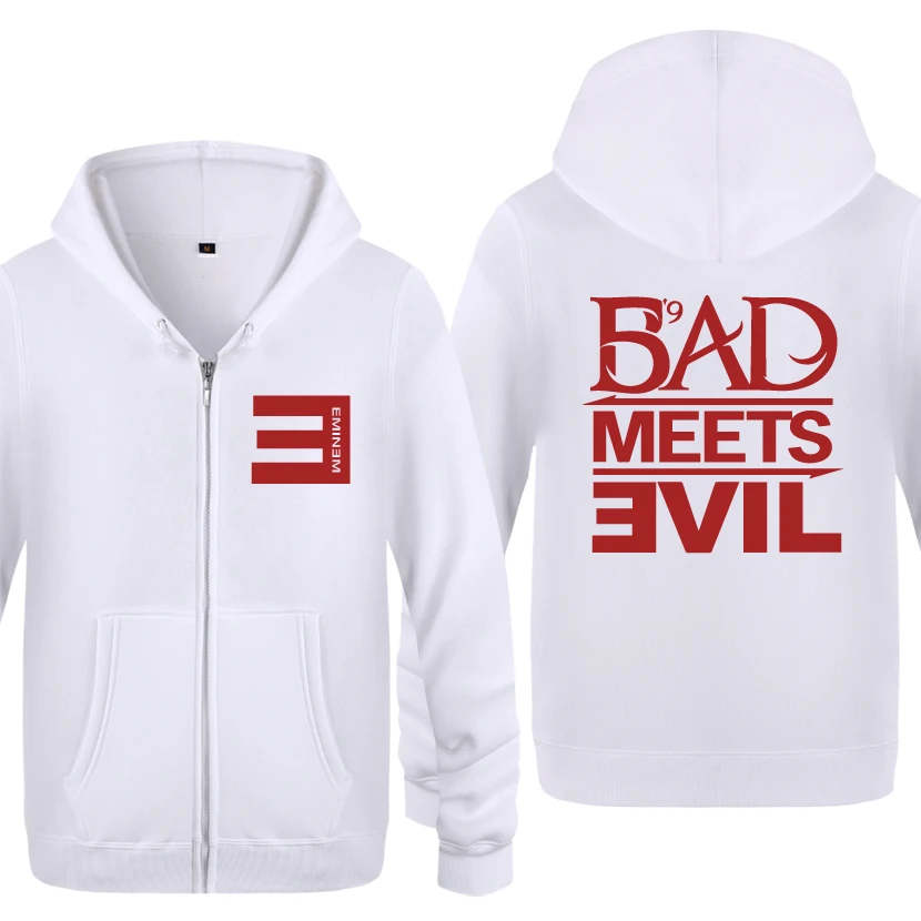 Eminem Bad Meets Evil Rock рэп худи для мужчин 2018 мужские флисовые кардиганы на молнии